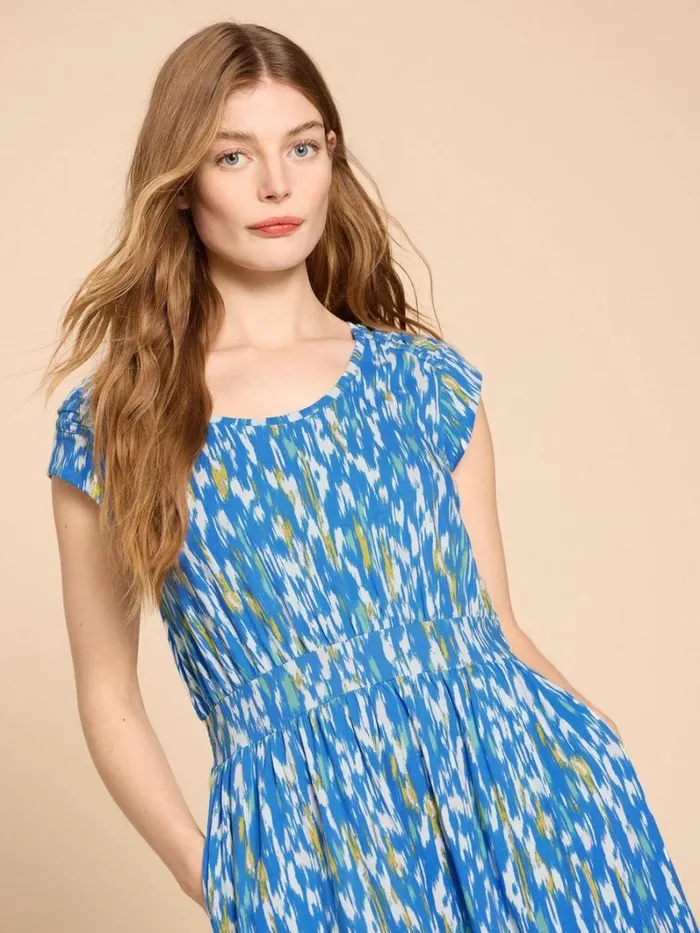 White Stuff DRESSES Darcie V Neck Maxi Printed Dress Blue Print 8211 Women