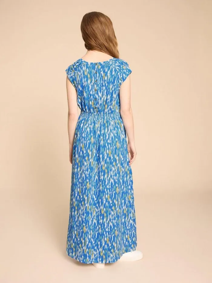 White Stuff DRESSES Darcie V Neck Maxi Printed Dress Blue Print 8211 Women