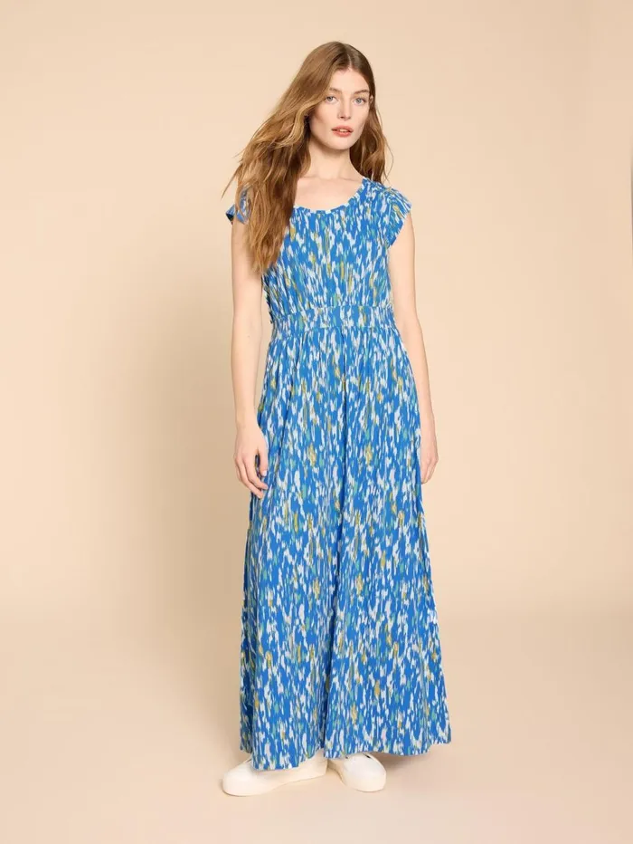 White Stuff DRESSES Darcie V Neck Maxi Printed Dress Blue Print 8211 Women