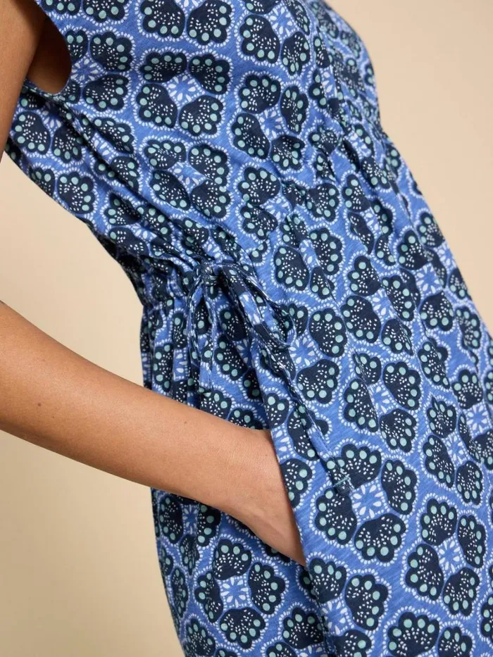 White Stuff DRESSES Freya Jersey Beach Dress Blue Print 8211 Women
