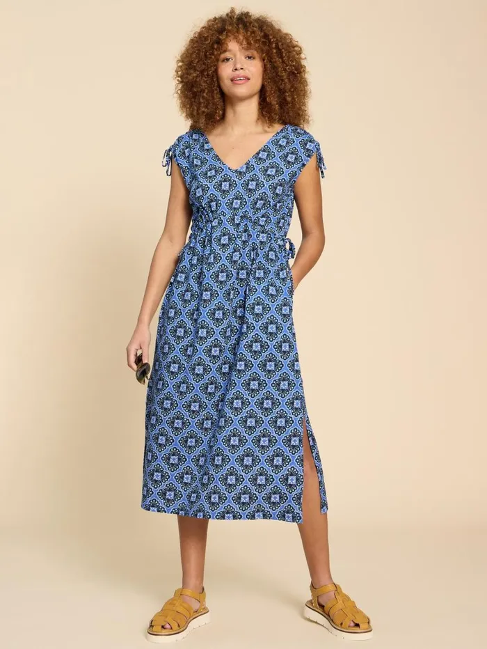 White Stuff DRESSES Freya Jersey Beach Dress Blue Print 8211 Women White Stuff DRESSES Freya Jersey Beach Dress Blue Print 8211 Women