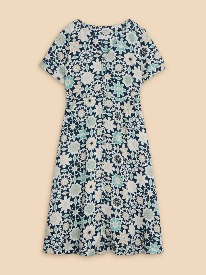 White Stuff DRESSES Ivy Linen V Neck Midi Dress Blue Print 8211 Women White Stuff DRESSES Ivy Linen V Neck Midi Dress Blue Print 8211 Women