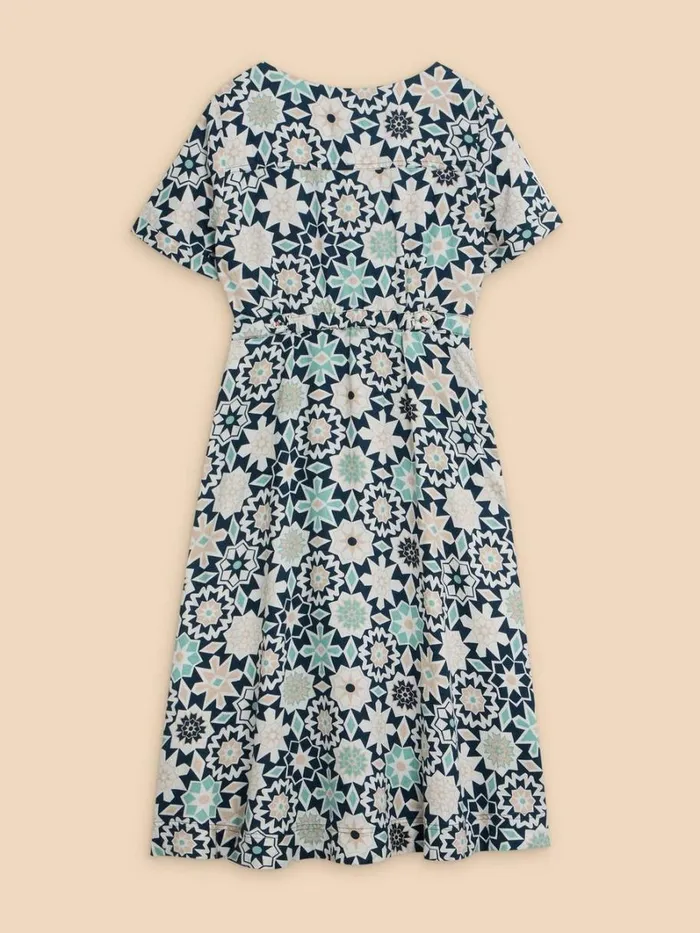 White Stuff DRESSES Ivy Linen V Neck Midi Dress Blue Print 8211 Women White Stuff DRESSES Ivy Linen V Neck Midi Dress Blue Print 8211 Women