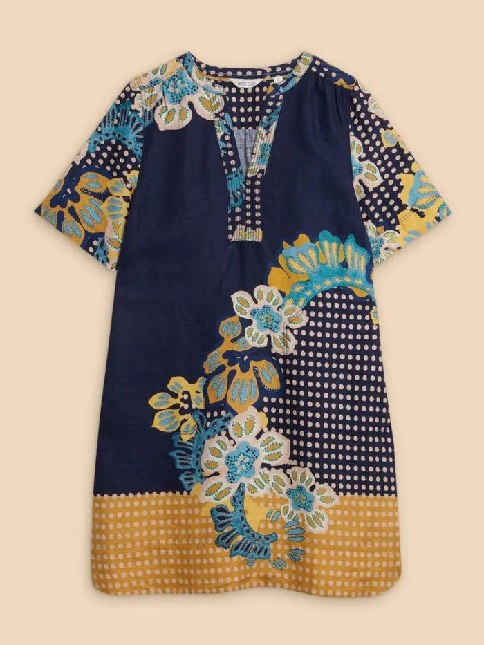 White Stuff DRESSES June Shift Linen Dress Navy Print 8211 Women White Stuff DRESSES June Shift Linen Dress Navy Print 8211 Women