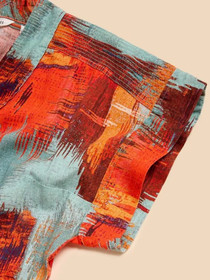 White Stuff DRESSES Marianne Linen Blend Dress Orange Print 8211 Women White Stuff DRESSES Marianne Linen Blend Dress Orange Print 8211 Women