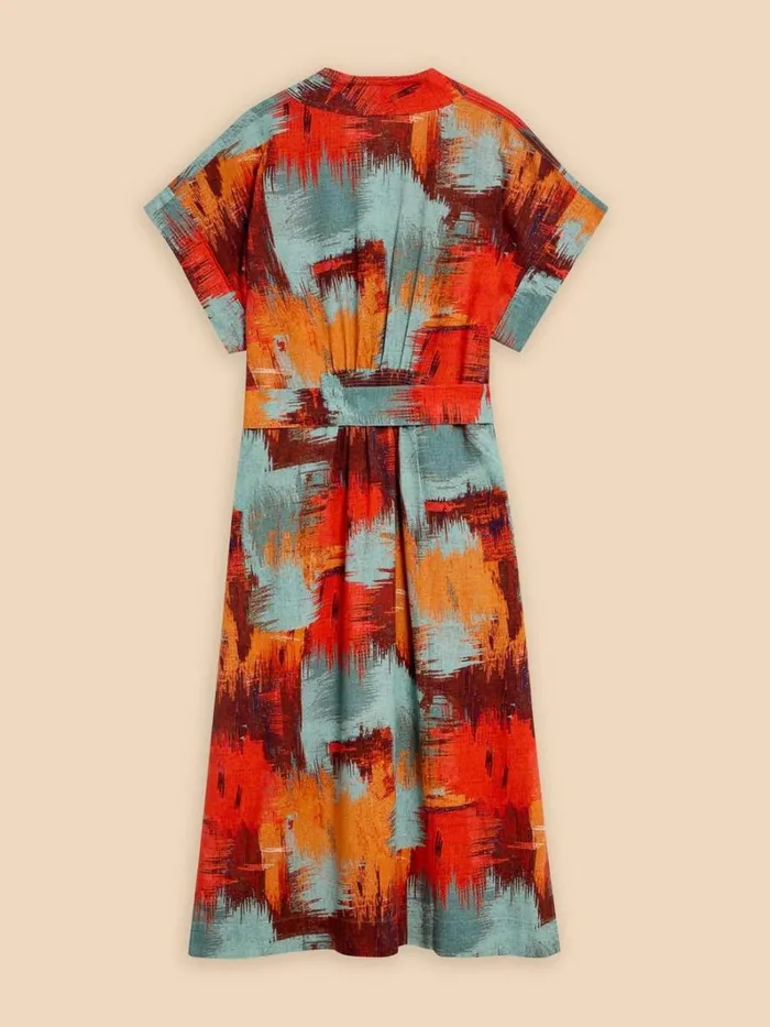 White Stuff DRESSES Marianne Linen Blend Dress Orange Print 8211 Women White Stuff DRESSES Marianne Linen Blend Dress Orange Print 8211 Women