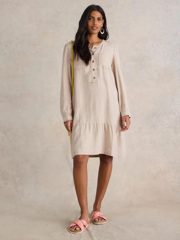 White Stuff DRESSES Norma Linen Blend Dress Light Natural 8211 Women White Stuff DRESSES Norma Linen Blend Dress Light Natural 8211 Women