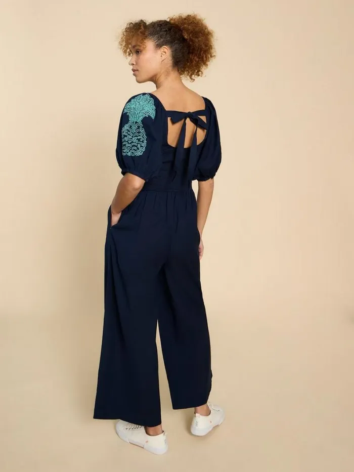 White Stuff DRESSES Reese Embroidered Jumpsuit Dark Navy 8211 Women
