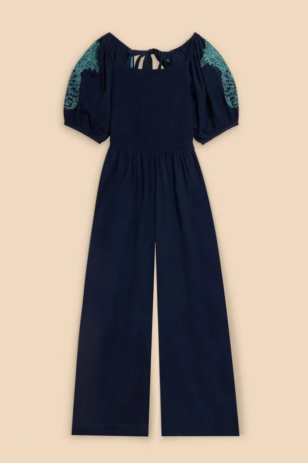White Stuff DRESSES Reese Embroidered Jumpsuit Dark Navy 8211 Women
