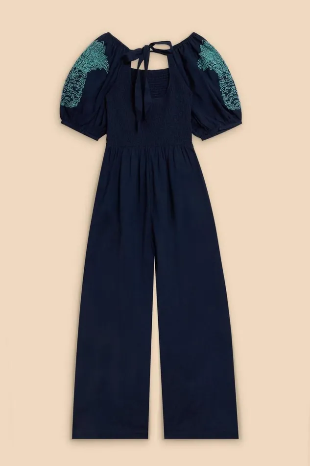 White Stuff DRESSES Reese Embroidered Jumpsuit Dark Navy 8211 Women