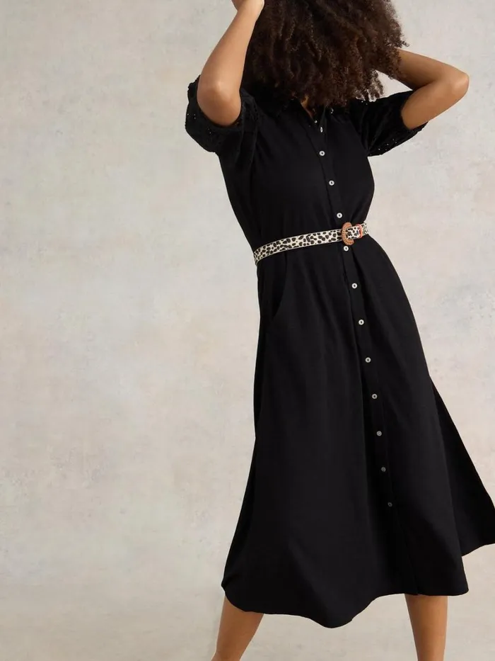 White Stuff DRESSES Rua Broderie Shirt Dress Pure Black 8211 Women White Stuff DRESSES Rua Broderie Shirt Dress Pure Black 8211 Women
