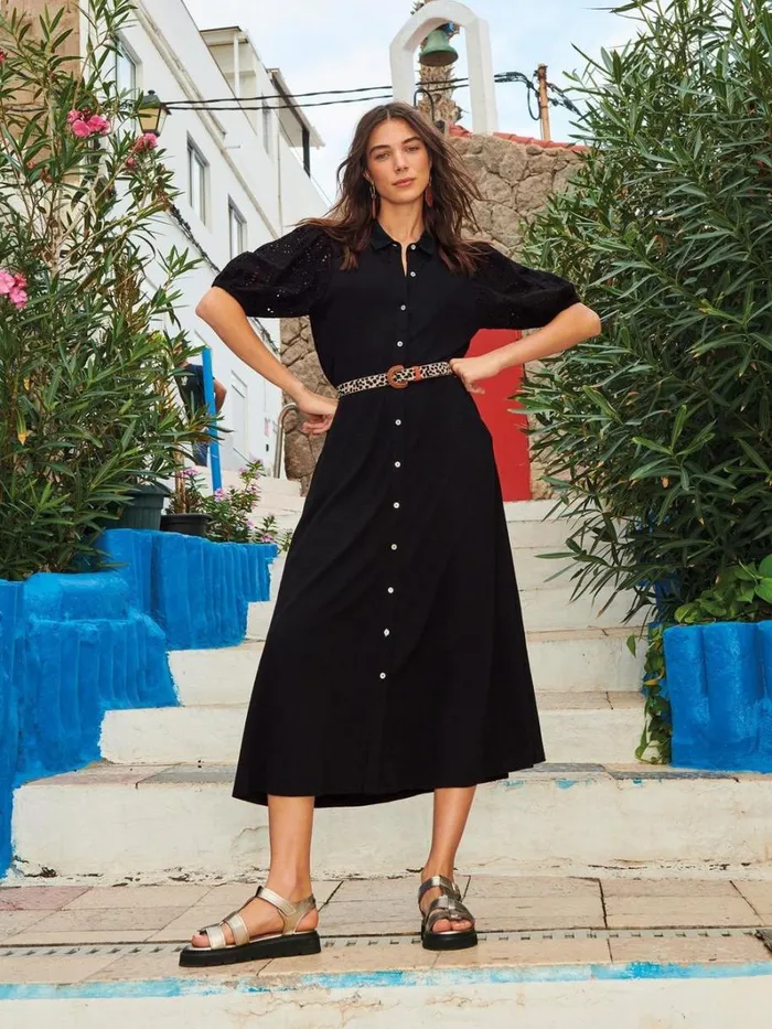 White Stuff DRESSES Rua Broderie Shirt Dress Pure Black 8211 Women White Stuff DRESSES Rua Broderie Shirt Dress Pure Black 8211 Women