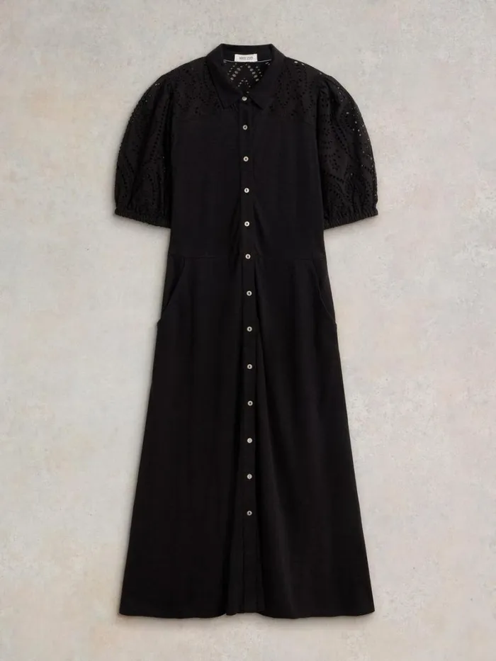 White Stuff DRESSES Rua Broderie Shirt Dress Pure Black 8211 Women White Stuff DRESSES Rua Broderie Shirt Dress Pure Black 8211 Women