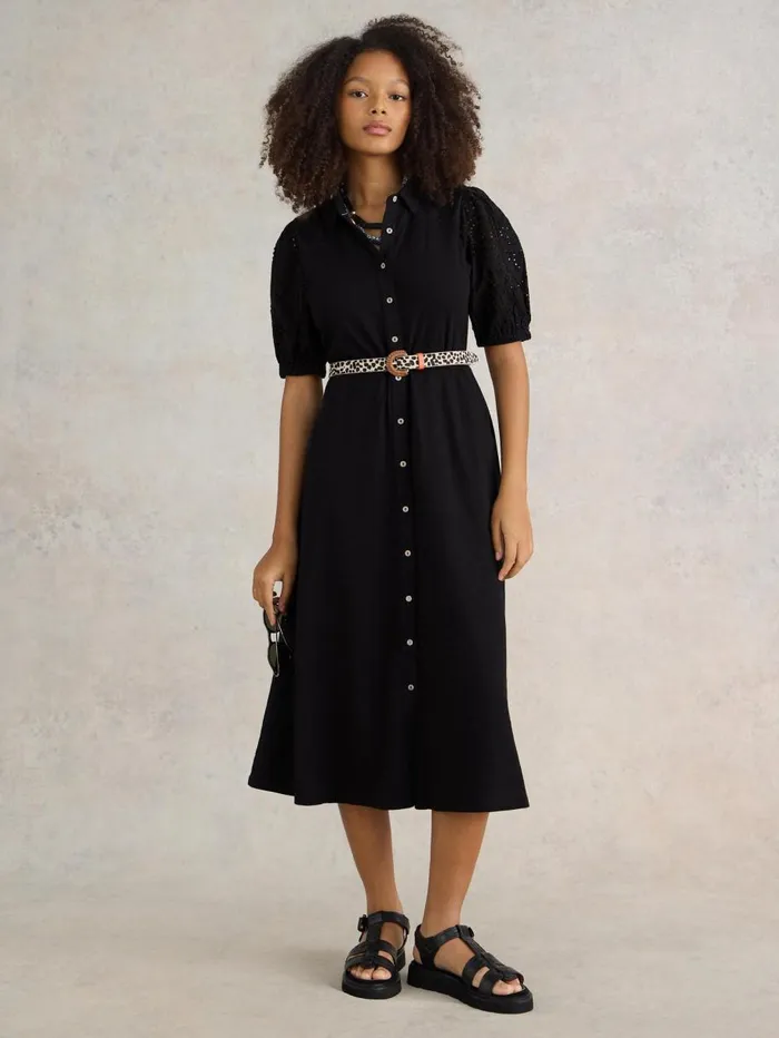 White Stuff DRESSES Rua Broderie Shirt Dress Pure Black 8211 Women White Stuff DRESSES Rua Broderie Shirt Dress Pure Black 8211 Women