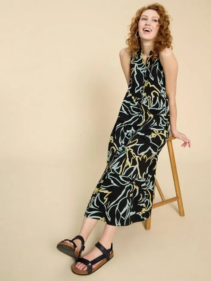 White Stuff DRESSES Sonia Jersey Maxi Dress Black Print 8211 Women