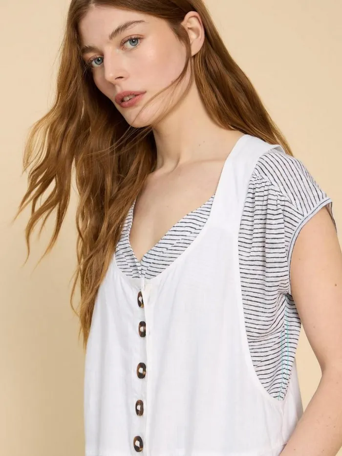 White Stuff DRESSES Viola Crop Linen Dungaree Natural White 8211 Women