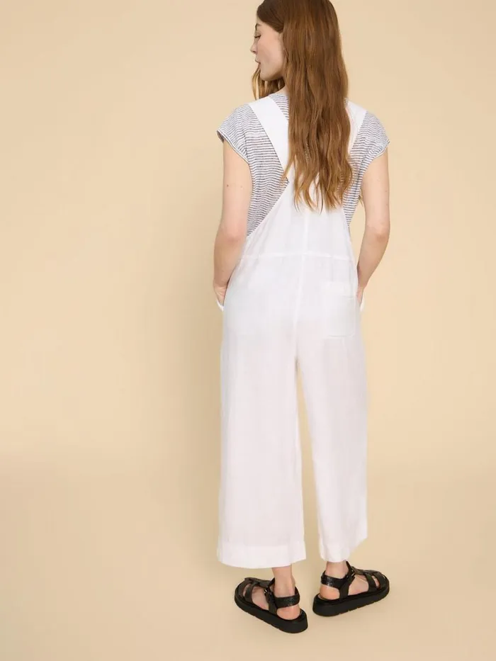 White Stuff DRESSES Viola Crop Linen Dungaree Natural White 8211 Women White Stuff DRESSES Viola Crop Linen Dungaree Natural White 8211 Women