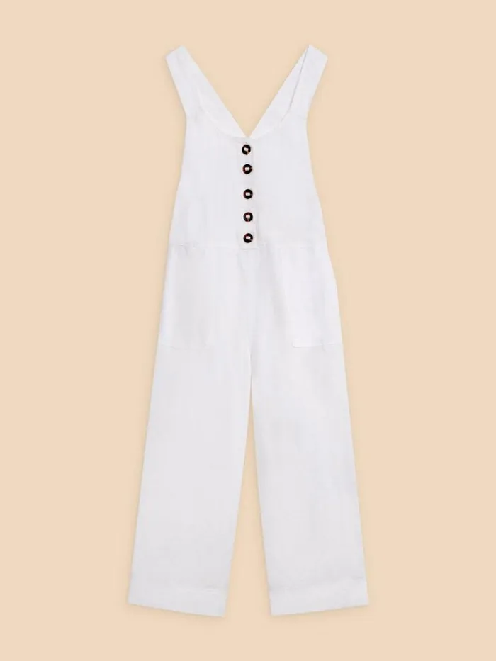 White Stuff DRESSES Viola Crop Linen Dungaree Natural White 8211 Women White Stuff DRESSES Viola Crop Linen Dungaree Natural White 8211 Women