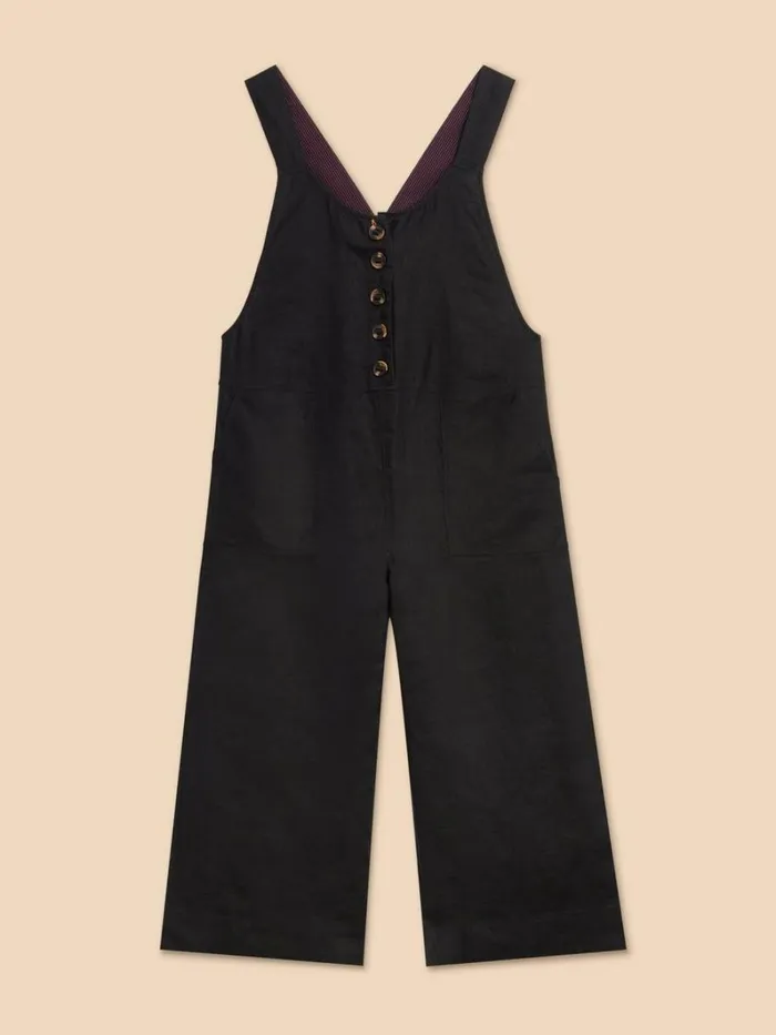 White Stuff DRESSES Viola Crop Linen Dungaree Pure Black 8211 Women White Stuff DRESSES Viola Crop Linen Dungaree Pure Black 8211 Women