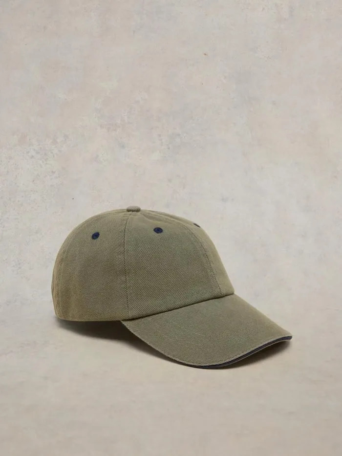 White Stuff HATS Cotton Casual Baseball Cap Khaki Green 8211 Men