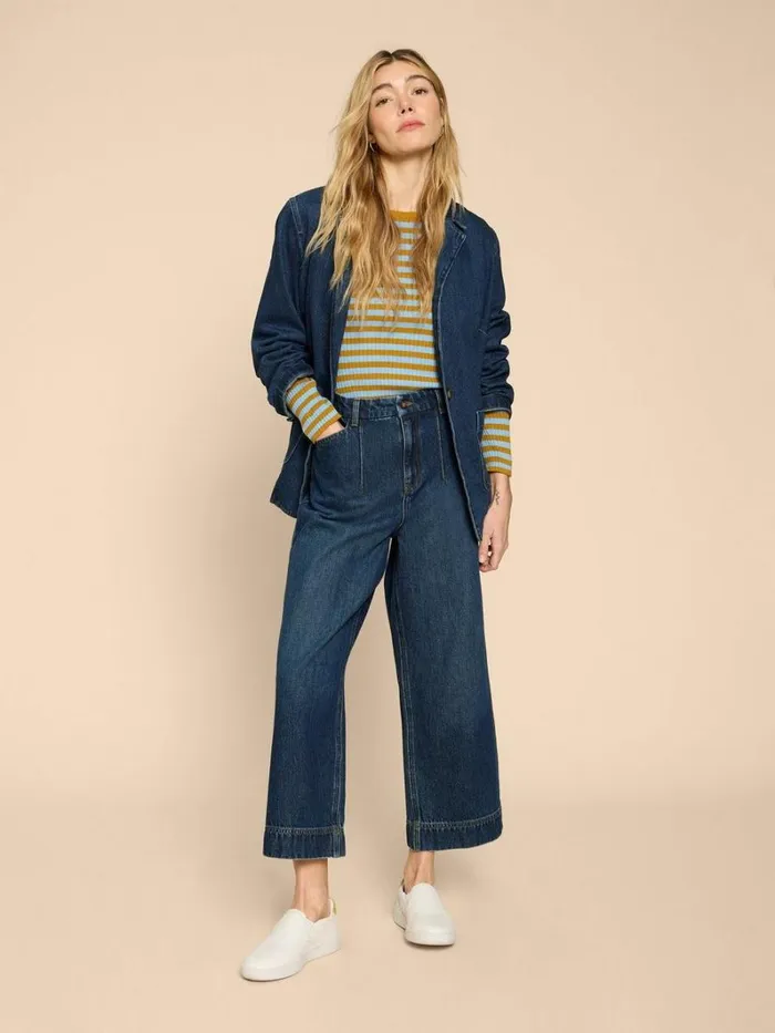White Stuff JEANS Loren Wide Leg Cropped Jean Dk Denim 8211 Women