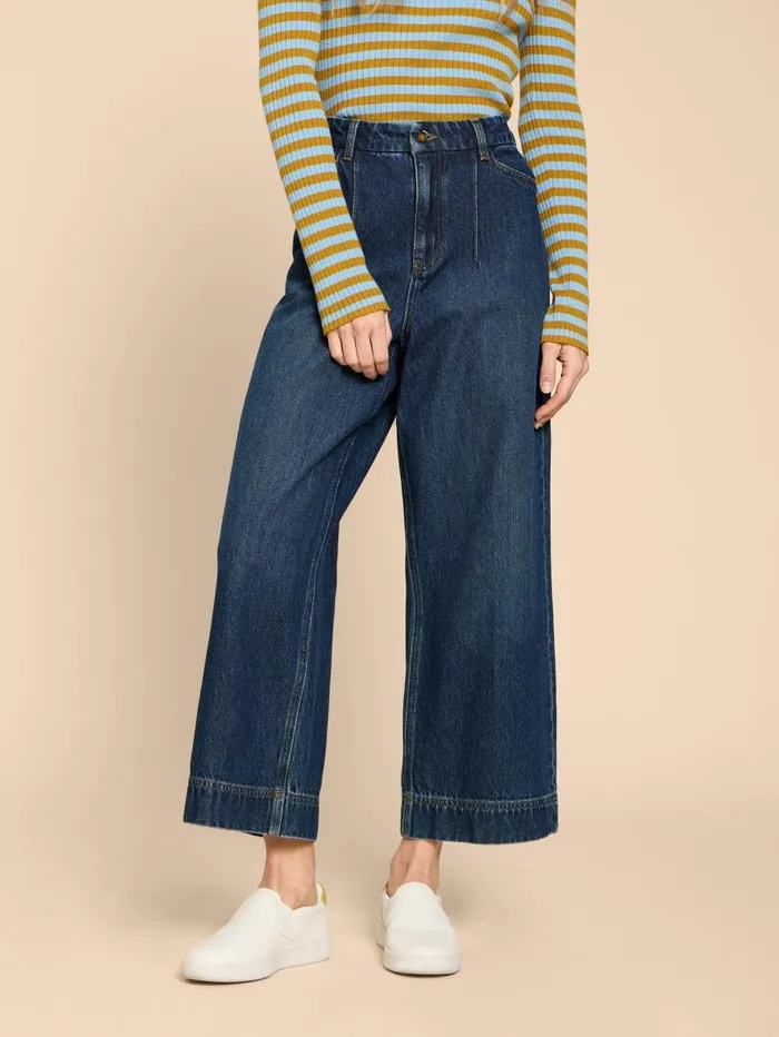 White Stuff JEANS Loren Wide Leg Cropped Jean Dk Denim 8211 Women