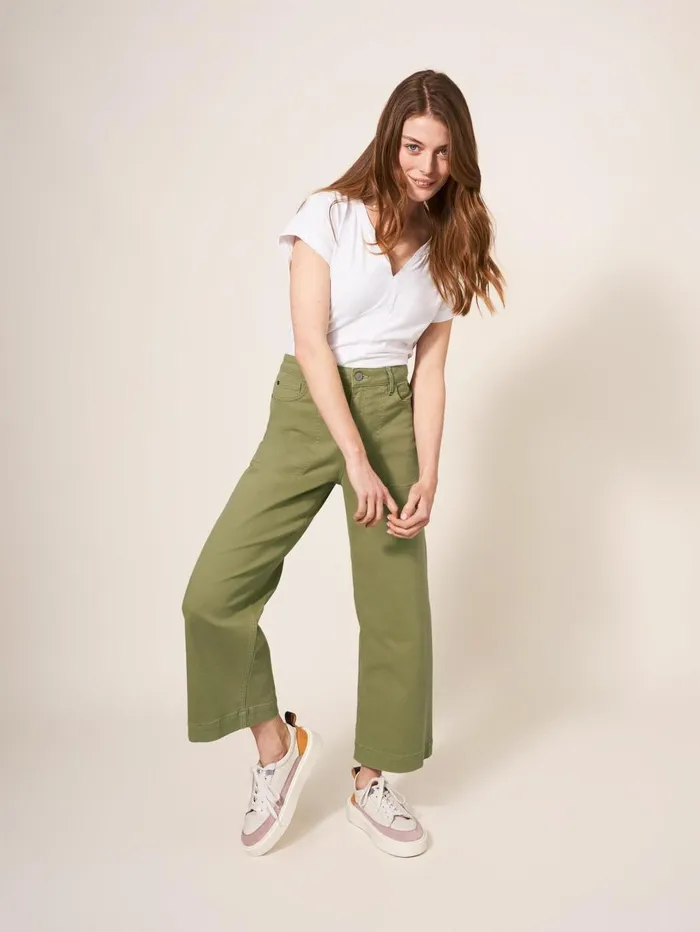 White Stuff JEANS Tia Wide Leg Cropped Jean Mid Green 8211 Women White Stuff JEANS Tia Wide Leg Cropped Jean Mid Green 8211 Women