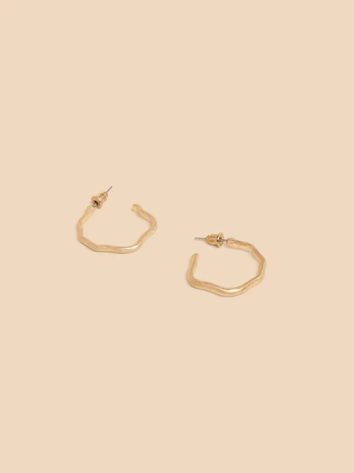 White Stuff JEWELLERY Abstract Hoop Earrings Gold Tone Metallic 8211 Women