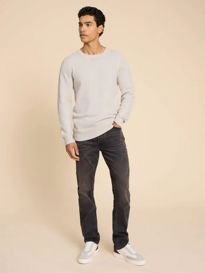 White Stuff KNITWEAR Attadale Crew Neck Jumper Light Grey 8211 Men