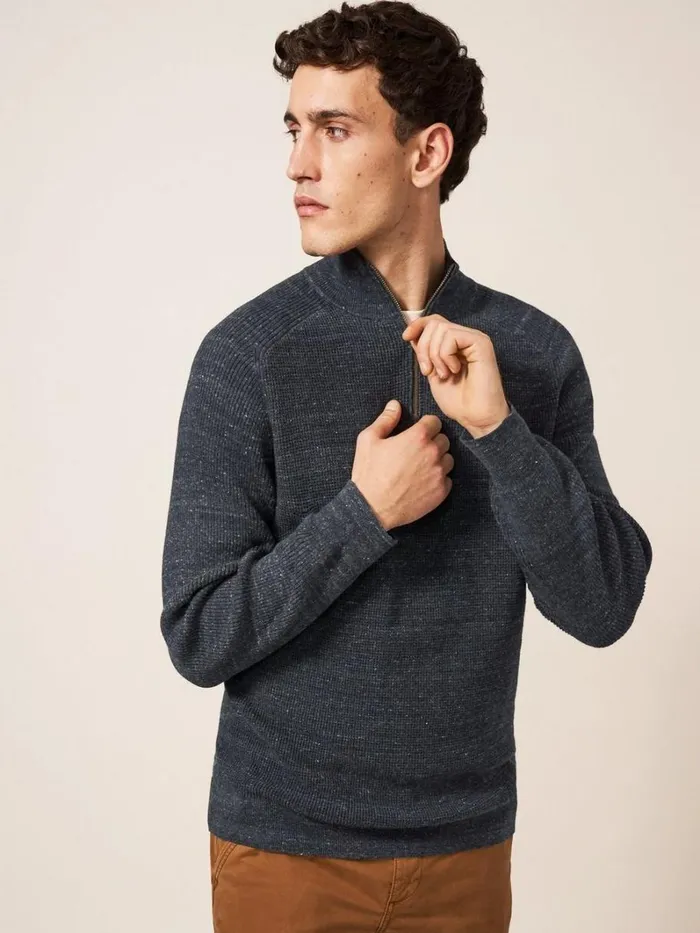 White Stuff KNITWEAR Barmouth Zip Neck Jumper Dark Grey 8211 Men White Stuff KNITWEAR Barmouth Zip Neck Jumper Dark Grey 8211 Men