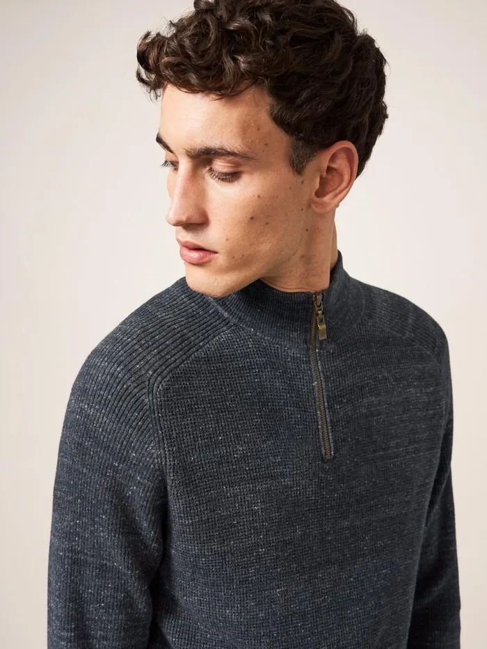 White Stuff KNITWEAR Barmouth Zip Neck Jumper Dark Grey 8211 Men White Stuff KNITWEAR Barmouth Zip Neck Jumper Dark Grey 8211 Men