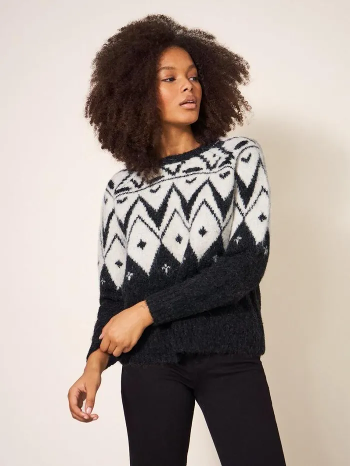 White Stuff KNITWEAR BLACK FAIRISLE JUMPER Black Multi 8211 Women White Stuff KNITWEAR BLACK FAIRISLE JUMPER Black Multi 8211 Women