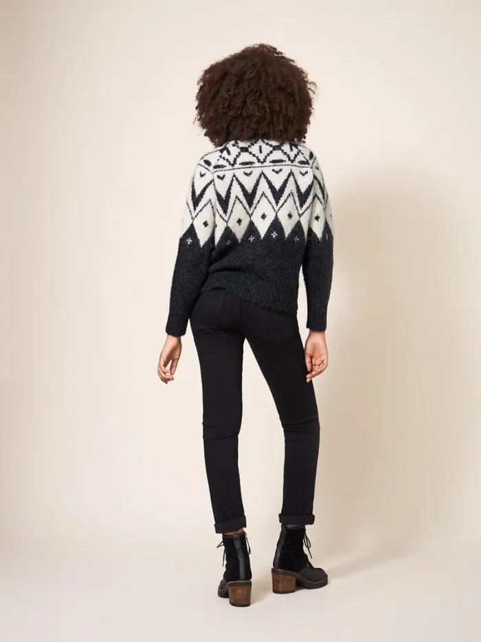 White Stuff KNITWEAR BLACK FAIRISLE JUMPER Black Multi 8211 Women White Stuff KNITWEAR BLACK FAIRISLE JUMPER Black Multi 8211 Women