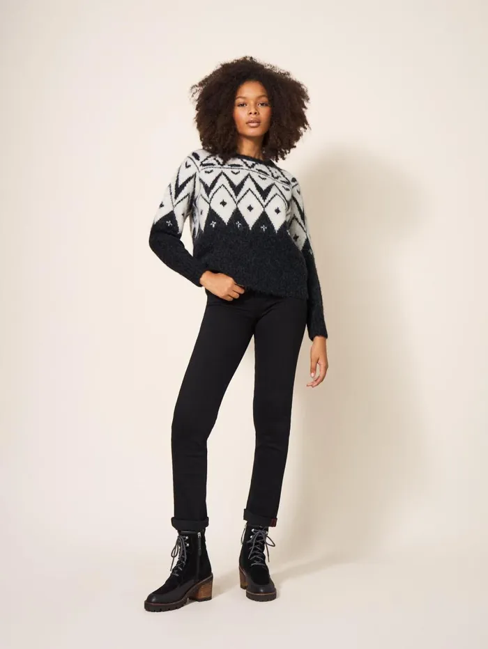 White Stuff KNITWEAR BLACK FAIRISLE JUMPER Black Multi 8211 Women White Stuff KNITWEAR BLACK FAIRISLE JUMPER Black Multi 8211 Women