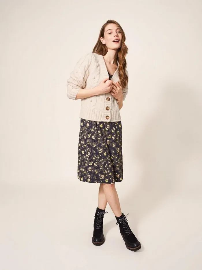 White Stuff KNITWEAR CABLE CARDI Dark Natural 8211 Women