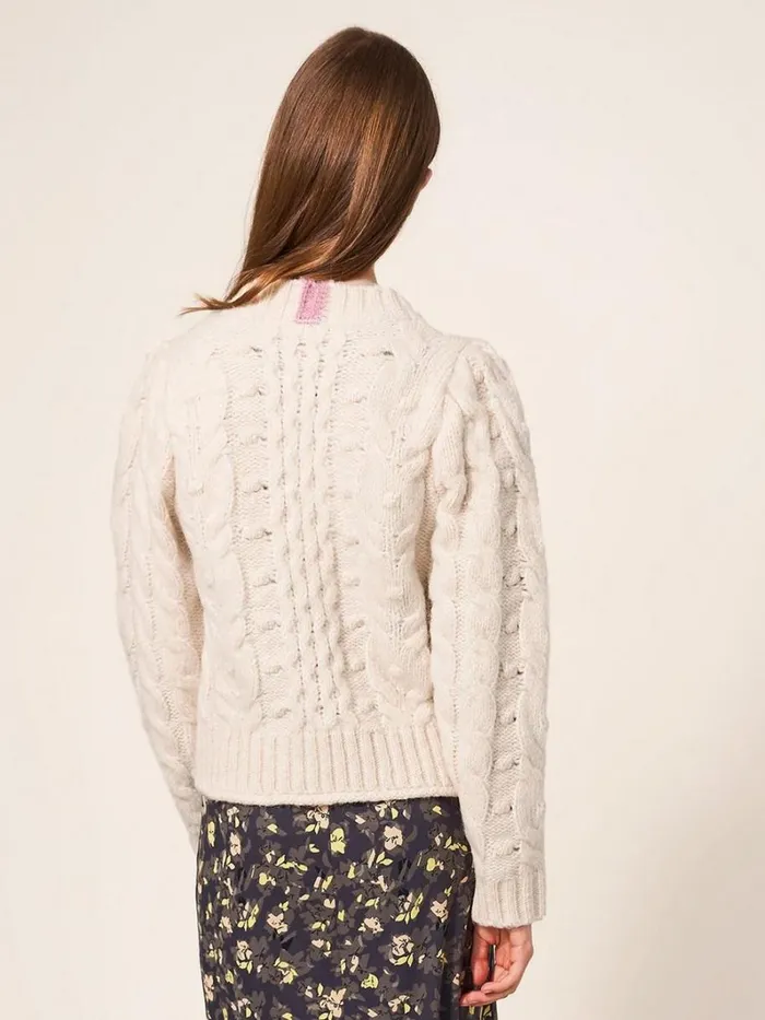 White Stuff KNITWEAR CABLE CARDI Dark Natural 8211 Women White Stuff KNITWEAR CABLE CARDI Dark Natural 8211 Women