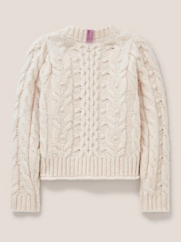 White Stuff KNITWEAR CABLE CARDI Dark Natural 8211 Women White Stuff KNITWEAR CABLE CARDI Dark Natural 8211 Women
