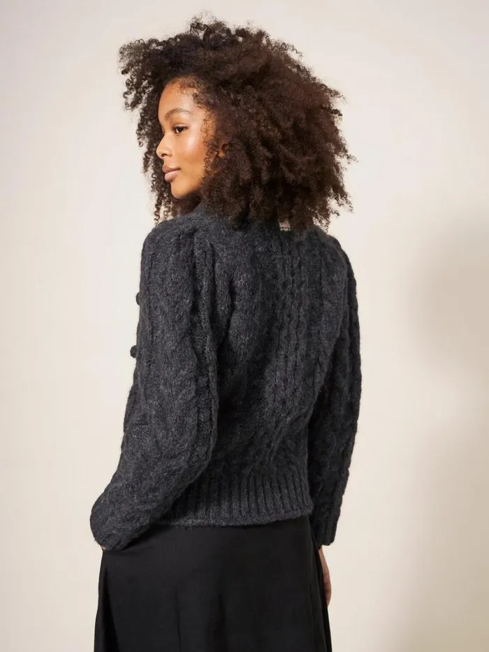 White Stuff KNITWEAR CABLE CARDI Dk Grey 8211 Women White Stuff KNITWEAR CABLE CARDI Dk Grey 8211 Women