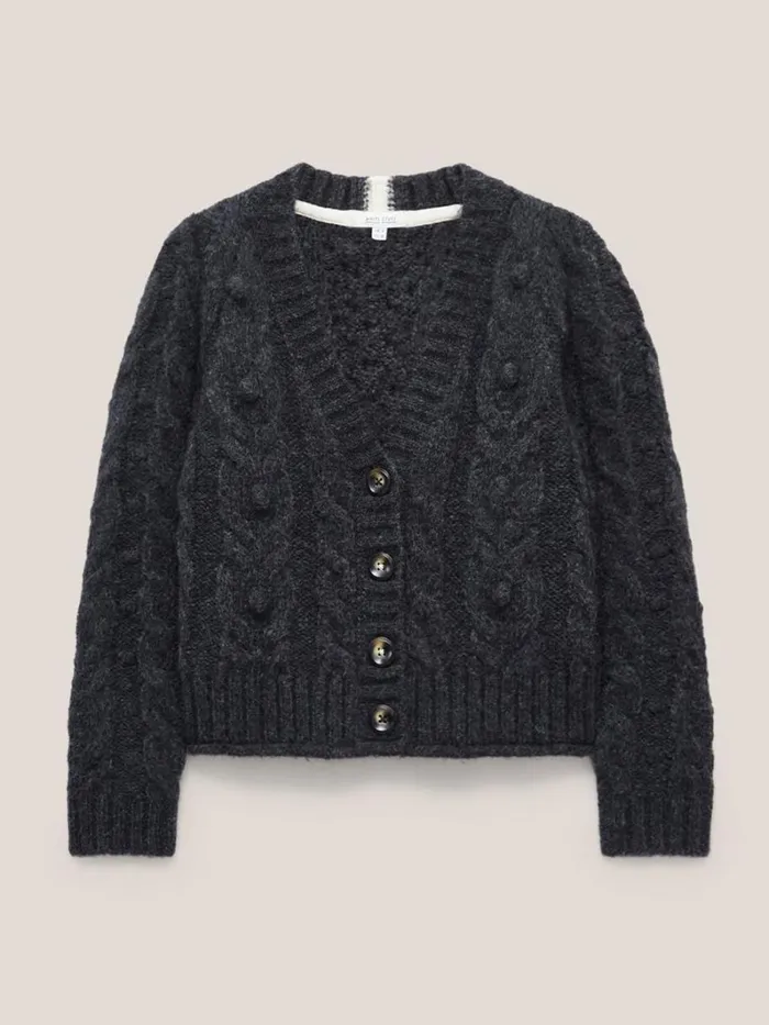 White Stuff KNITWEAR CABLE CARDI Dk Grey 8211 Women White Stuff KNITWEAR CABLE CARDI Dk Grey 8211 Women