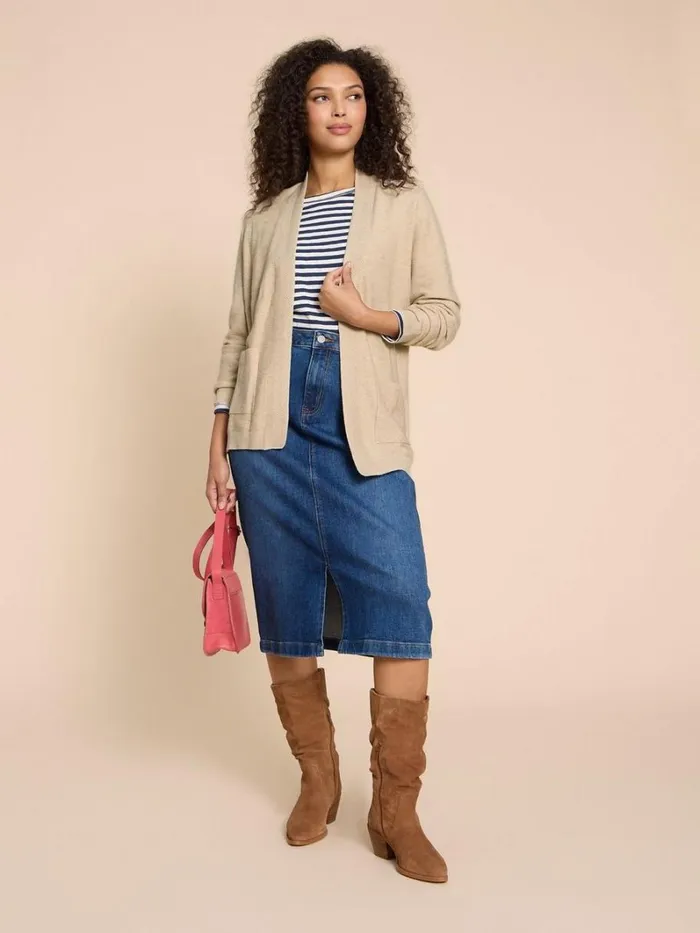 White Stuff KNITWEAR CARLA LONGLINE CARDIGAN Light Natural 8211 Women