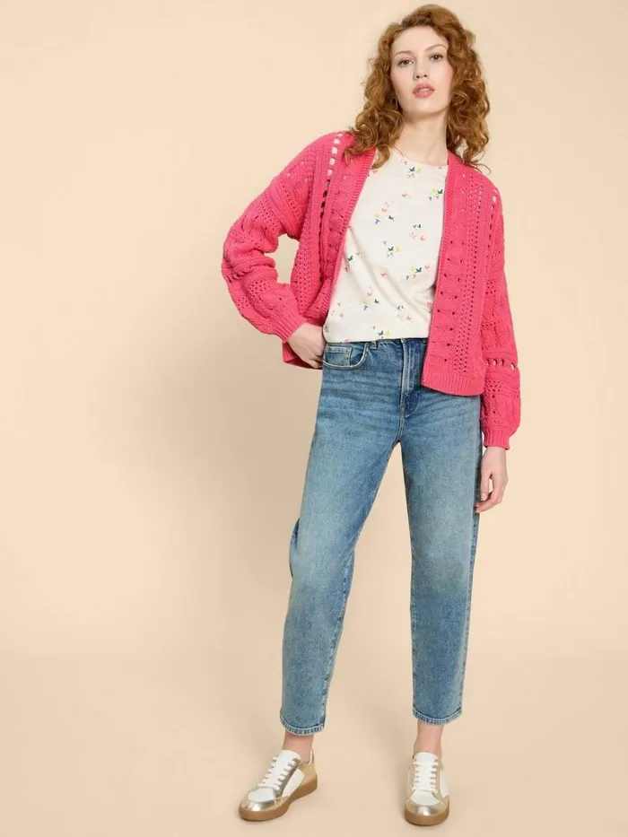White Stuff KNITWEAR CASEY CARDI Bright Pink 8211 Women