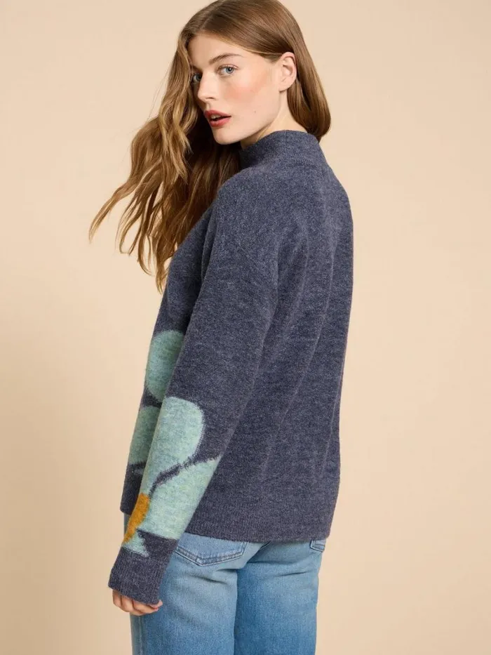 White Stuff KNITWEAR CELIA HIGH NECK FLORAL JUMPER Blue Multi 8211 Women White Stuff KNITWEAR CELIA HIGH NECK FLORAL JUMPER Blue Multi 8211 Women