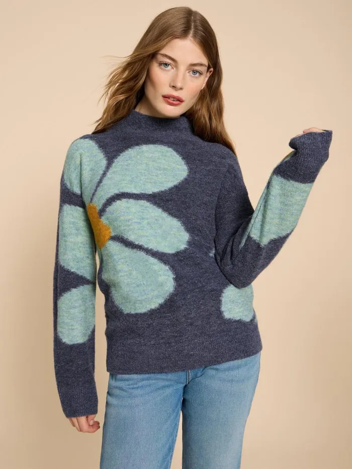 White Stuff KNITWEAR CELIA HIGH NECK FLORAL JUMPER Blue Multi 8211 Women White Stuff KNITWEAR CELIA HIGH NECK FLORAL JUMPER Blue Multi 8211 Women