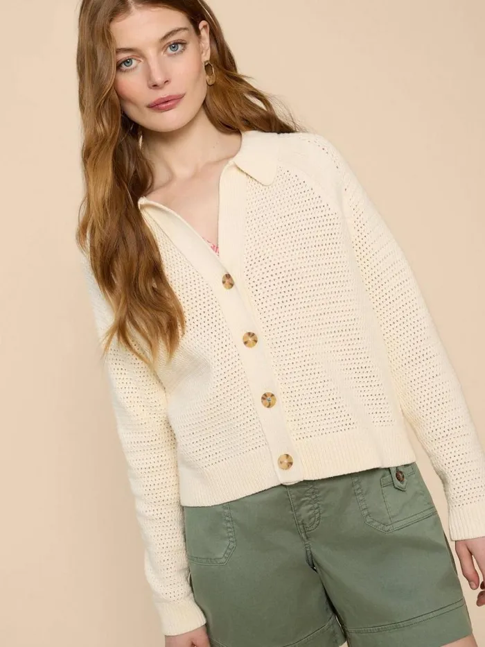 White Stuff KNITWEAR CHATERLY CROCHET COLLAR CARDI Natural White 8211 Women White Stuff KNITWEAR CHATERLY CROCHET COLLAR CARDI Natural White 8211 Women