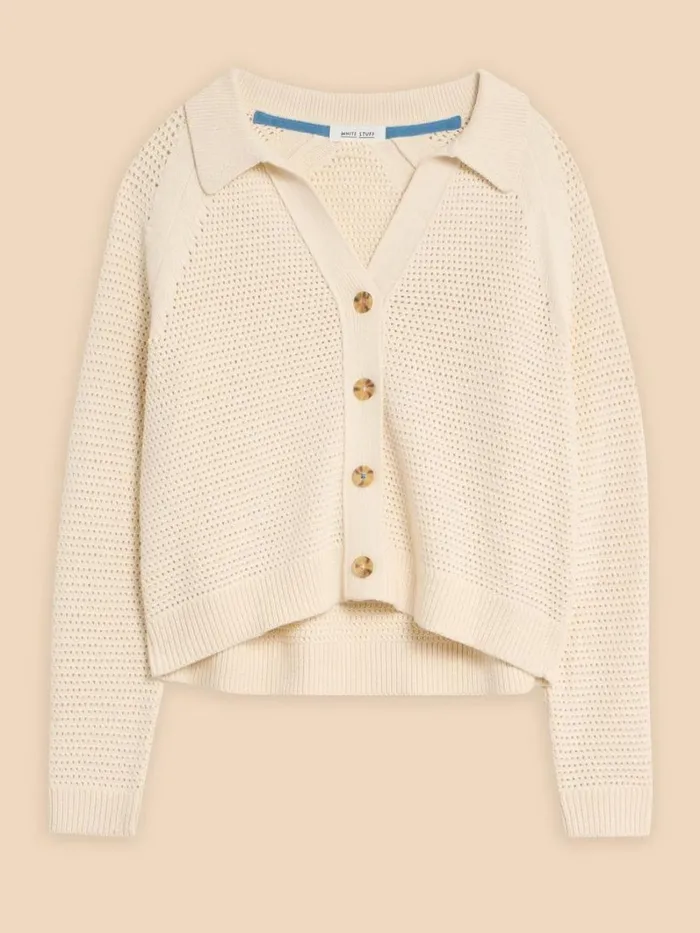 White Stuff KNITWEAR CHATERLY CROCHET COLLAR CARDI Natural White 8211 Women White Stuff KNITWEAR CHATERLY CROCHET COLLAR CARDI Natural White 8211 Women