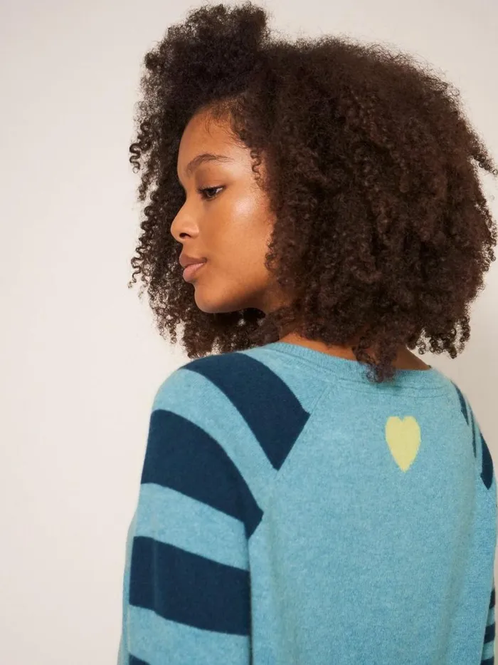 White Stuff KNITWEAR CLARA CASHMERE JUMPER Blue Multi 8211 Women