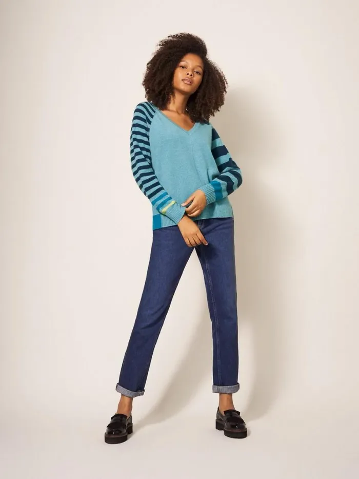 White Stuff KNITWEAR CLARA CASHMERE JUMPER Blue Multi 8211 Women White Stuff KNITWEAR CLARA CASHMERE JUMPER Blue Multi 8211 Women