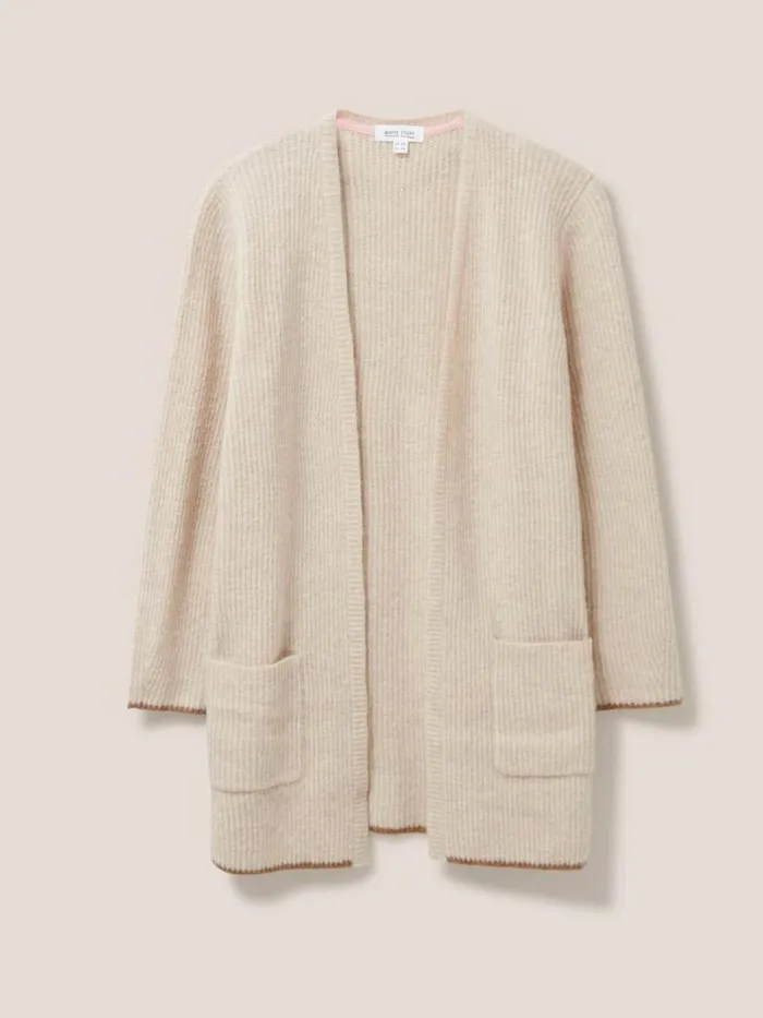 White Stuff KNITWEAR Erica Longline Versatile Cardi Dark Natural 8211 Women