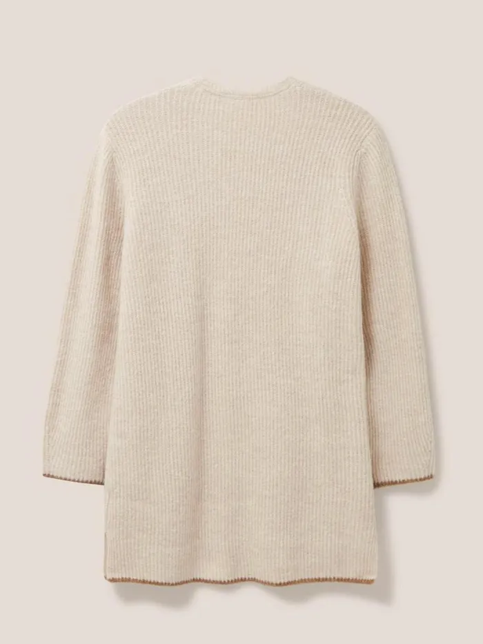 White Stuff KNITWEAR Erica Longline Versatile Cardi Dark Natural 8211 Women
