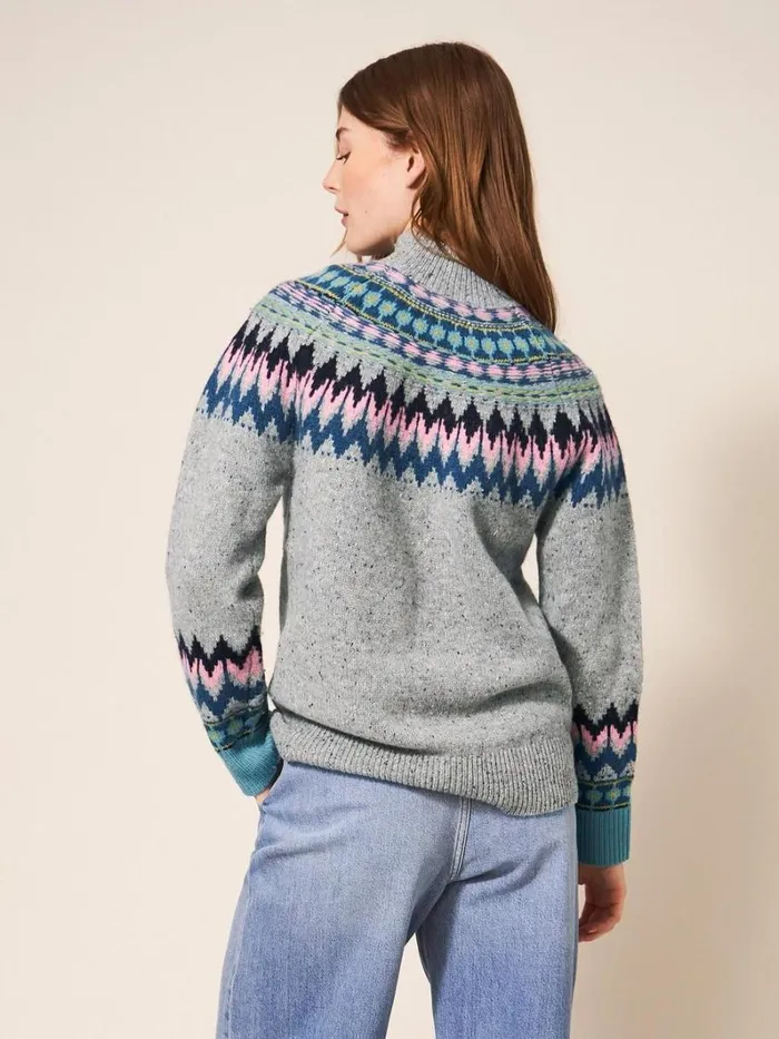 White Stuff KNITWEAR IZZY FAIRISLE JUMPER Grey Multi 8211 Women